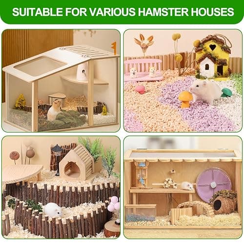 Hamster Cage Sprays Flower Foraging Holder - Natural Wood Feeding Stand, Small Pet Habitat Accessories for Hamsters Mouse Guinea Pig Dwarf Gerbils Syrian Mice (Leaf - L Shape) thumbnail 7