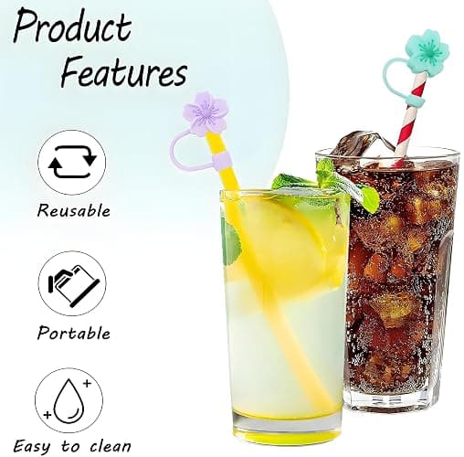 BTYHAOS Silicone Straw Caps for 10mm Tumblers | Reusable Dust-Proof Toppers Fits Stanley 30oz & 40oz Cups Large Handle Model (mix) thumbnail 5