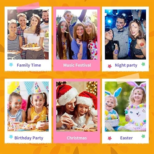 Temporary Glitter Tattoo Kit for Kids & Adults, LCDGTJ 42 Glitter & 6 Fluorescent Color, 209 Stencils, 4 Glue, 5 Brushes, 1 Diamond Sticker, Safe & Easy Removal Face Body Art Birthday Party Supplies thumbnail 8