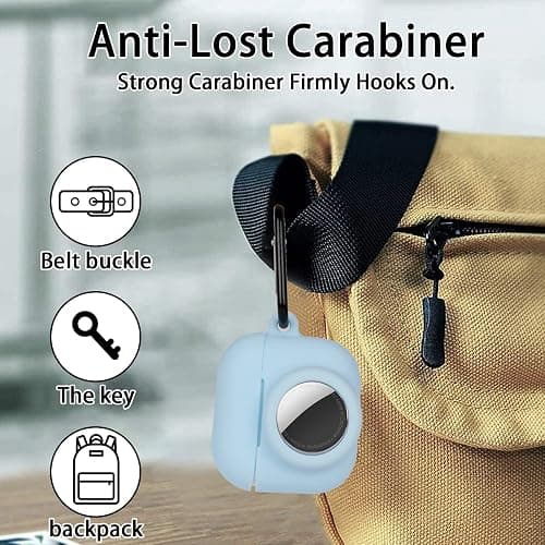 2 in 1 Protective Case Combo Set Compatible for Apple AirPods 3(2021) AirTag, GPS Tracker Holder with 2 PCS TPU Screen Protector&Keychain, Soft Silicone Anti-Lost Anti-Scratch Skin Cover(Blue) thumbnail 6