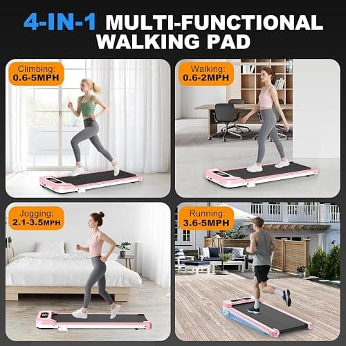 Incline Walking Pad, 3 in 1 Under Desk Treadmill with Ultra Quiet < 40dB, 2.5HP Portable Treadmill for Home Office, Wide Running Belt with 330LB Capacity, Remote Control & LED Display thumbnail 5