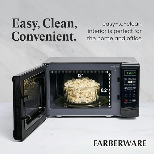 Farberware 0.7 Cu. Ft. Countertop Microwave Oven – 700 Watts Power, Auto Cook Settings, Defrost, Easy Clean and Child Safety Lock - Black thumbnail 6