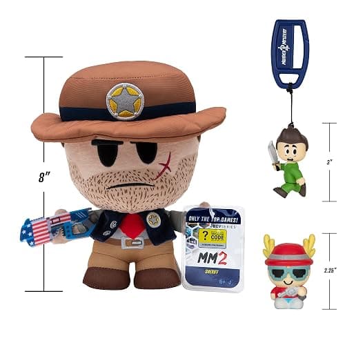 DevSeries Murder Mystery 2 Collector Bundle - Three Exclusive Virtual Item Codes with Sheriff Plush, Nikilis Squooshems, and Running Victor Hanger thumbnail 6