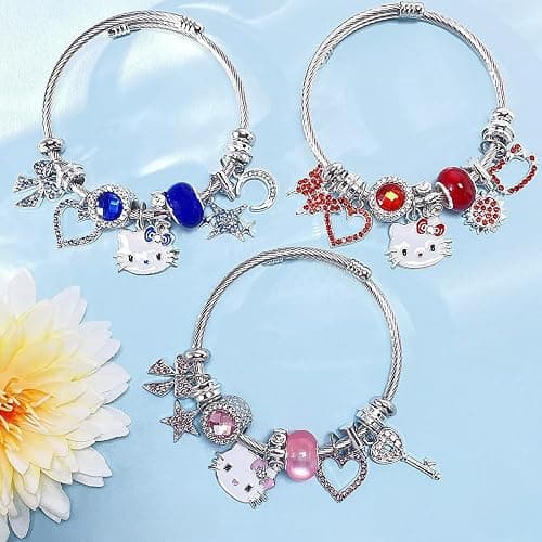 BEMKWG Hello Jewelry Bracelet Charms Braclet, Pink Cat Bangle Women Matching Accessories, Gift for Her thumbnail 5