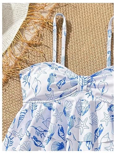 SHENHE Girl's Ruffle Tankini Swimsuits 2 Piece Spaghetti Strap Layered Eyelet Bathing Suits thumbnail 4