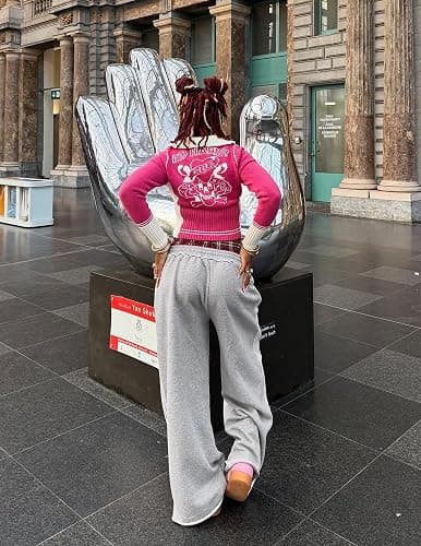 Aelfric Eden Baggy Wide Leg Sweatpants for Women Men Double Elastic Waisted Streetwear Y2K Casual Trouser with Pockets thumbnail 3