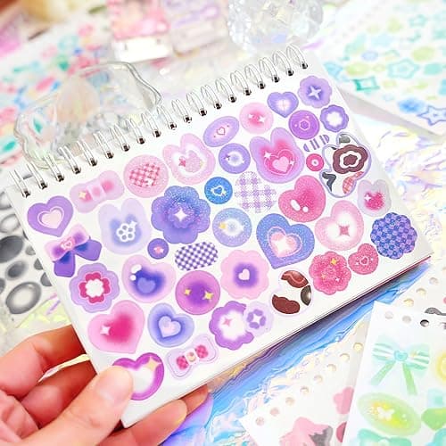 2500PCS Kpop Photocard Stickers Book - Glitter, Butterfly, Heart, Ribbons Deco Stickers for Kids, Girls, Boys thumbnail 2