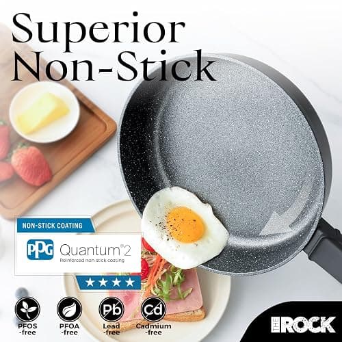 THE Rock SOHO 15Pcs Cookware Set – Pots and Pans Set Non Stick with Rock.TEC – Compact for Urban Kitchens, Nothing Sticks, Never Warps, Lasts Longer, Induction & Dishwasher Safe, Black thumbnail 5
