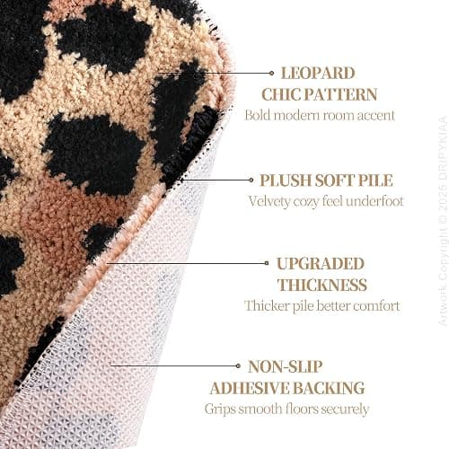 Dripykiaa Cheetah 8 Ball Round Area Rug 32 Inch Leopard Decor | 32-inch cheetah 8 ball round area rug with soft plush texture for bedroom, living room, dorm and aesthetic decor thumbnail 4