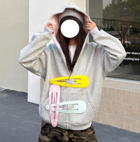 MiniLazy Y2K Hair Clips Cutecore Hoodie Women Wishcore Zip Up Whimsical Jacket Oversized Funky Gyaru Sweatshirt Clothes thumbnail 5