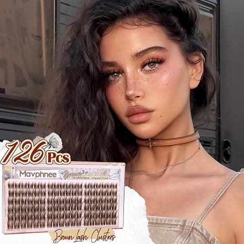 Anime Cluster Lashes Brown Cluster Eyelash Extensions Fairy Eyelash Clusters Wispy Lash Clusters Dark Brown Individual Lash C-Curly Lash Extension Spiky Manga DIY Eyelashes Pack (108Pcs, 10-16MM) thumbnail 4