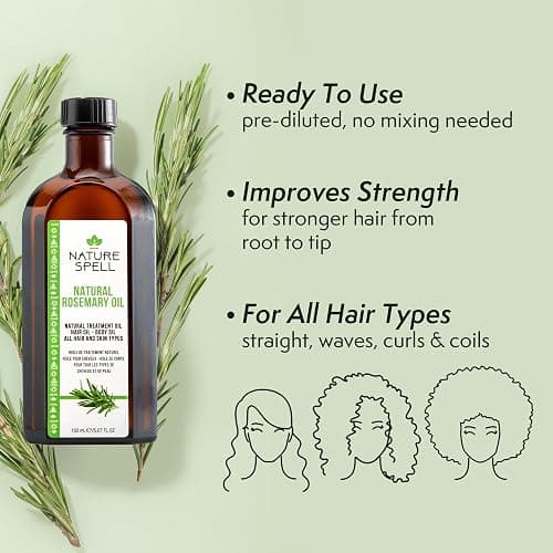 Nature Spell Rosemary Oil for Hair Growth, Pre-Diluted Scalp Oil, Stimulates Growth, Strengthens Dry and Damaged Strands, Nourishes Split Ends, Colour Safe, For All Hair Types, Vegan, 150 ml thumbnail 2