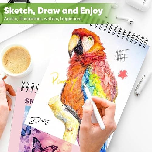 Soucolor 9" x 12" Cute Sketch Book, Aesthetic Cute Preppy Stuff School Supplies, 1-Pack 100 Sheets Spiral Bound Girls Sketchbook, (68lb/100gsm) Acid Free Drawing Book Paper Sketching Pad thumbnail 6