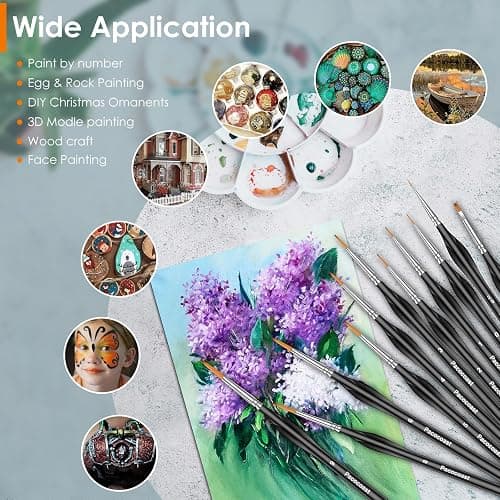Pacocoast 12Pcs Detail Paint Brushes Set for Miniature Fine Art Painting | Triangular handles for acrylic, watercolor & oil paints. Great for crafts, models, figurines, face paint & paint-by-number thumbnail 6