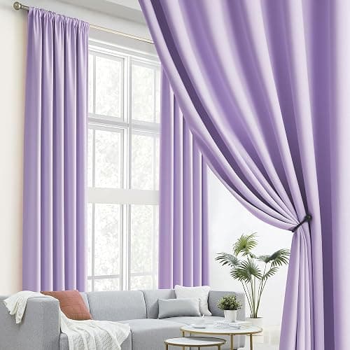 DUALIFE Lavender Curtains Room Darkening Curtains，Rod Pocket and Back Tab Thermal Insulated Drapes 52x120 Inch，2 Panels thumbnail 3