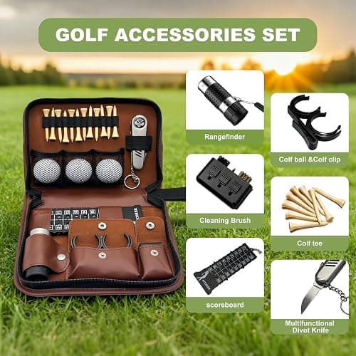 Seticek Golf Gifts for Men and Women,Golf Accessories Set with Gift Boxes, Golf Ball,Golf Tees,Brush,Multifunctional Divot Knife,Golf Ball Clamp,Rangefinder,Scorer thumbnail 2