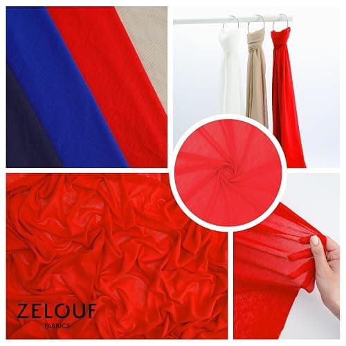 Zelouf Fabrics Red Nylon Mesh Fabric by The Yard – Stretchy, Soft Power Mesh See-Through Fabric for Costumes, Lining, DIY, Crafts, Dancewear - 1 Yard thumbnail 4