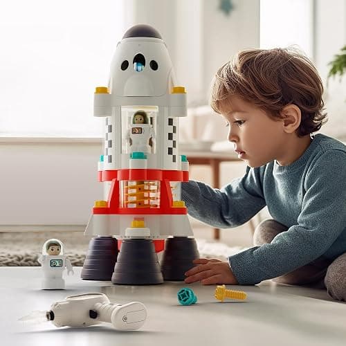 iPlay, iLearn Rocket Outer Space Toys, Kids Spaceship Playset with Space Shuttle, Electric Drill, 2 Astronauts, Educational STEM Take Apart Adventure Gift for 3 4 5 6 7 8 Year Old Boy Girl - Image 1
