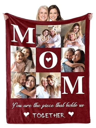 Prints Fun Personalized Mothers Day Birthday Gifts for Mom from Daughter Son, Custom Throw Picture Blanket for Mama, Best Mom Ever, Customized Christmas Valentines Gifts for Wife from Husband - Image 1