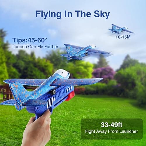 Wesfuner 3 Pack Foam Airplane Launcher Toys, 2 Flight Mode Glider Plane,Kids Flying Toy,3 4 5 6 7 8 9 10 11 12 Year Old Boys Girls Gifts,Outdoor Sport Party Favor thumbnail 4