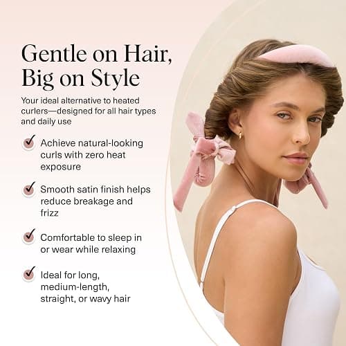Kitsch Velvet Heatless Curling Set - Heatless Curls Overnight - Comfortable No Heat Hair Curlers With Two Velvet Scrunchies to Sleep In for Frizz-Free & Non-Damage Styling - Terracotta thumbnail 3