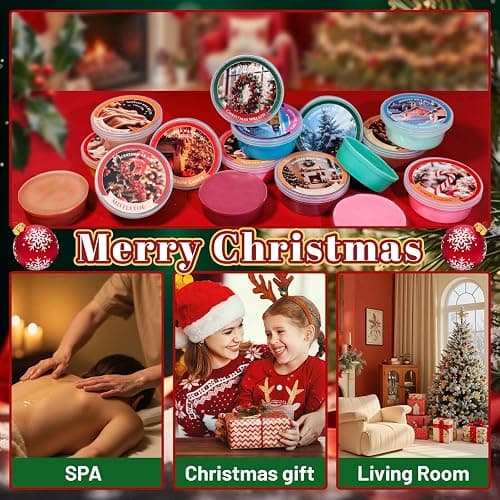 STRN Wax Melts, Christmas Advent Calendars Wax MeltCups, 12 Scented Natural Soy Wax, Long-Lasting Scent Wax Cubes for Wax Warmers, Home, Yoga, Christmas Gift Box, 1.06OZ * 12 Cups thumbnail 7