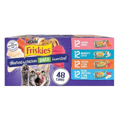 Purina Friskies Pate Wet Cat Food Variety Pack Seafood and Chicken Pate Favorites - 48 ct. Can - Image 1
