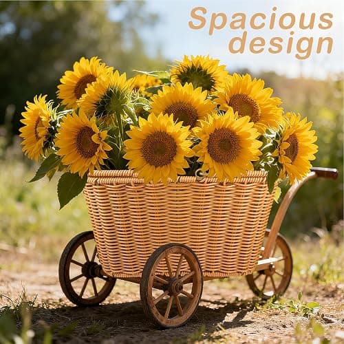 Bike Basket Front,Hand-Woven Bicycle Basket for Adult Bikes with Leather Straps, Easy Detachable,30 * 24 * 19cm thumbnail 6