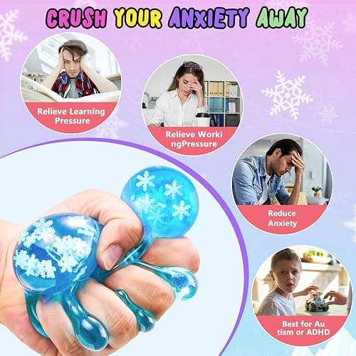 Squishy Fidget Toys Adults Stress Cube - Glow in The Dark Snowflakes Sensory Toys for Kids with Autism Stress Balls for Kids Teens Squeeze Squishy Toys Easter Basket Stuffers thumbnail 5