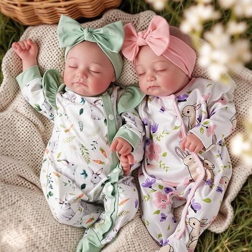 BABESIDE Lifelike Reborn Baby Dolls Twins, 20 inch Realistic Newborn Boy Girl Soft Vinyl and Cloth Body Real Life Baby Dolls Sleeping with Accessories for 3+ Year Old Kids Gifts - Image 1