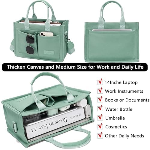 ZHMO Canvas Tote Bag for Women,Women's Bags Crossbody Bags Work Laptop Tote Bag Large Handbags Purse for Travel Nurse Teacher thumbnail 4