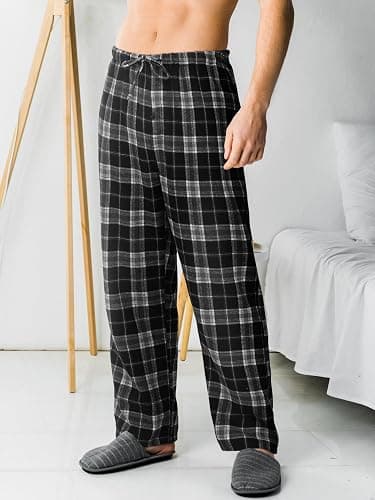 Motarto Men's Pajama Pants Flannel Plaid Pajama Sleep & Lounge PJ Bottoms Warm Sleepwear with Drawstring Pockets thumbnail 4