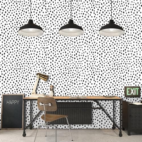 GaliGali Peel and Stick Wallpaper, Contact Paper for Home Decorate, Black and White Polka-Dot Wall Paper, Self-Adhesive Peel and Stick Vinyl Waterproof, 17.3" x 78.7", No.5195-2 thumbnail 2