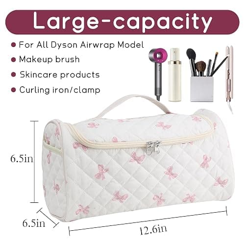 GISMTR Quilted Travel Case Compatible for Dyson Airwrap Multi-Styler All Models and Attachments, Cotton Portable Storage Bag with Hanging Hook for Hair Curler Accessories thumbnail 3