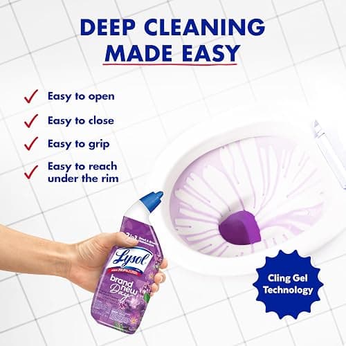 Lysol Toilet Bowl Cleaner Gel, For Cleaning and Disinfecting, Septic Safe Toilet Bowl Cleaner, Lavender & Cotton Blossom Scent, 24 oz, (Pack of 2) thumbnail 5