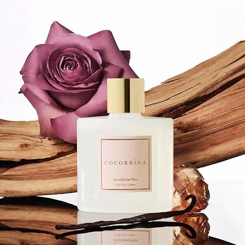 Cocorrína Premium Reed Diffuser Set with Preserved Baby's Breath & Cotton Stick Sandalwood Rose | 6.7oz Scent Fragrance Oil Diffuser for Bedroom Bathroom Home Décor thumbnail 3