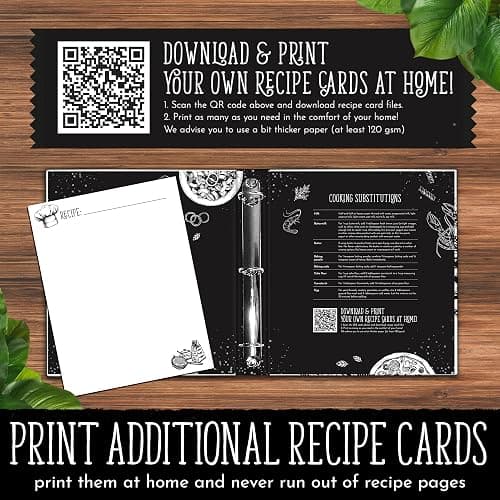 JP17TOP Recipe Binder 8.5" x 11" Inch, Standard 3-Ring Recipe Organizer, with 50 Protective Sleeves, 25 Recipe Pages, 12 Dividers, Bonus QR Code to Print The Recipe Page of Our Cookbook. thumbnail 3