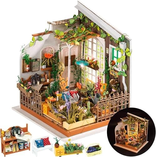 Rolife DIY Miniature House Kit Miller's Garden, Tiny House Kit for Adults to Build, Mini House Making Kit with Furnitures, Halloween/Christmas Decorations/Gifts for Family Friends (Miller's Garden) - Image 1