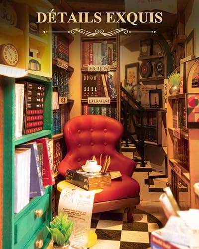 Rolife Book Nook Kit Maison Miniature à Construire DIY Maquette Adulte avec LED Lumières Décoration de Bibliothèque Livre Salon Booknook Puzzle 3D Bois Serre-Livres Diorama Idée Cadeau Femme (TGB07) thumbnail 5