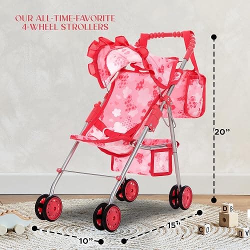 Dolls To Play Baby Doll Stroller Bed and Seat Nursery Playset, Accessories Furniture Set High Chair Diaper Bag Role Play Deluxe Set thumbnail 3