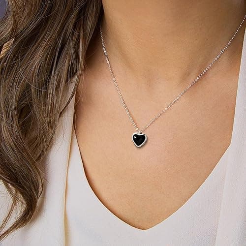 TZPI Red Heart Necklace for Women, Black Tourmaline Necklace as as Christmas Gifts Carnelian Necklaces as Everyday Stocking Stuffers Jewelry Moonstone Crystal Pendant Birthday Gifts for Her thumbnail 4