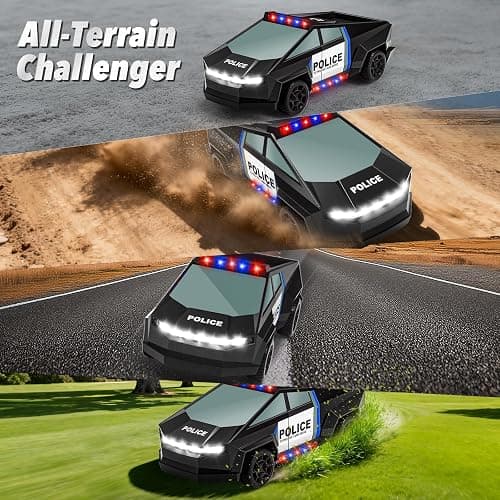 Remote Control Car Toys, 1:20 Police Theme RC Truck with Flashing LED Lights and Loadspace, 2.4 GHz Rechargeable Racing RC Cars Vehicle Toys for Kids Boys Girls 3 5 7 10, Christmas Birthday Gift thumbnail 7
