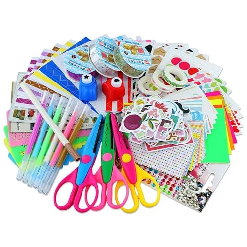 SICOHOME Scrapbook Supplies Kit - Bullet Junk Journaling Scrapbooking Set with Stationery Paper Stickers Tapes Scissors Markers - Birthday Gift for Starter thumbnail 8
