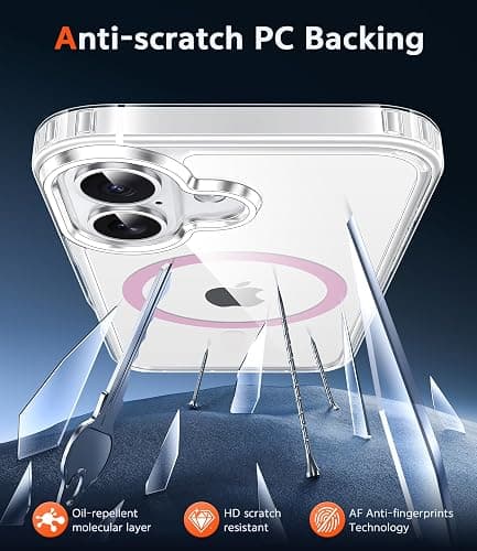 FNTCASE for iPhone 16 Case Clear: Magnetic Phone Cases Compatible with Magsafe Slim Anti Yellowing Military Grade Drop Protection Rugged Shockproof Protective Transparent Cell Cover (D-Pink) thumbnail 6