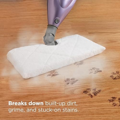 Shark Steam Pocket Mop with 2 Washable Double-sided Pads, Purple, S3501 | Lightweight, 2 Machine Washable Double-Sided Microfiber Pads, Swivel Steering, Steam Sanitization on Sealed Hard Floors thumbnail 2
