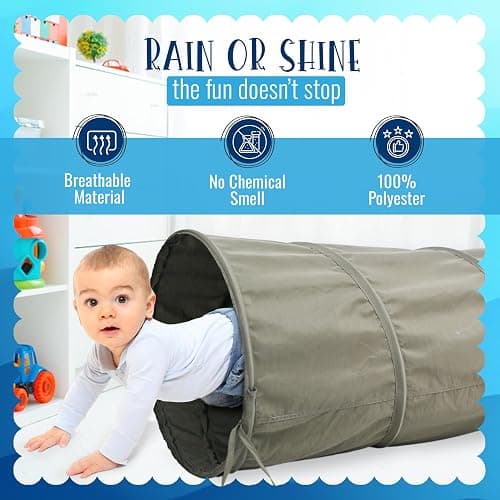 River & Aria Co Kids Tunnel Toys for Toddlers 1-3 - Baby Tunnel Crawl Indoor and Outdoor, 6ft Kids Tunnels Crawl, Interactive Hide and Seek Play for Children (Green) thumbnail 2