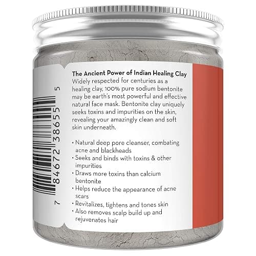 Pure Body Naturals Bentonite Clay Powder for DIY Detox Body & Face Mask, Pure Indian Healing Clay for Deep Pore Cleansing and Armpit Detox for Women, (8.0 oz) thumbnail 6