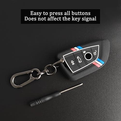 SUGOPADEN 2Pcs Key Fob Cover Compatible with BMW X1 X2 X3 X4 X5 X6 X7 2 3 4 5 6 7 8 Series M2 M3 M4 M5 M8 I4 Z4 2015-2026, Silicone, Black thumbnail 3