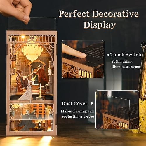 MiniCity Phantom of the Opera Book Nook Kit, DIY 3D Wooden Puzzle with LED | 7.1 x 4.3 x 9.1 in; 186-piece DIY kit with LED and dust cover; glue/tools included; 6-8 hr build for shelf display, ages 14+. thumbnail 4