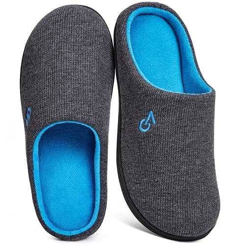 VeraCosy Men's Two-Tone Memory Foam House Slippers Indoor Outdoor Durable Rubber Sole - Image 1